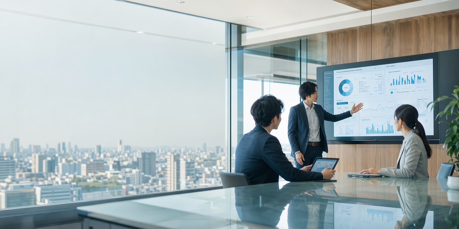 先進的な業務システム開発の現場を表現した高品質なヒーローイメージ